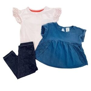 Okie Dokie + Cat & Jack Girl Top And Pants Infant Bundle 18 Months
